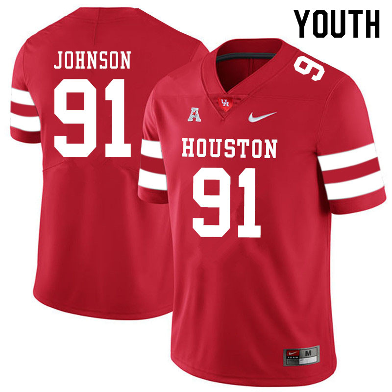 Youth #91 Benil Johnson Houston Cougars College Football Jerseys Sale-Red - Click Image to Close